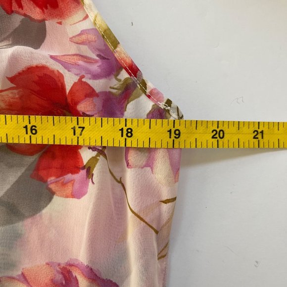 Sandra Darren Sheer Floral Panel Dress & Sweater set 12 Ivory Orange Flare Lined - Picture 8 of 12